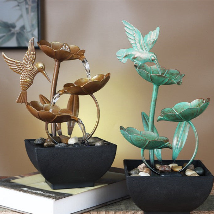 Water Circulation Flowing Water Retro Hummingbird Iron Ornaments