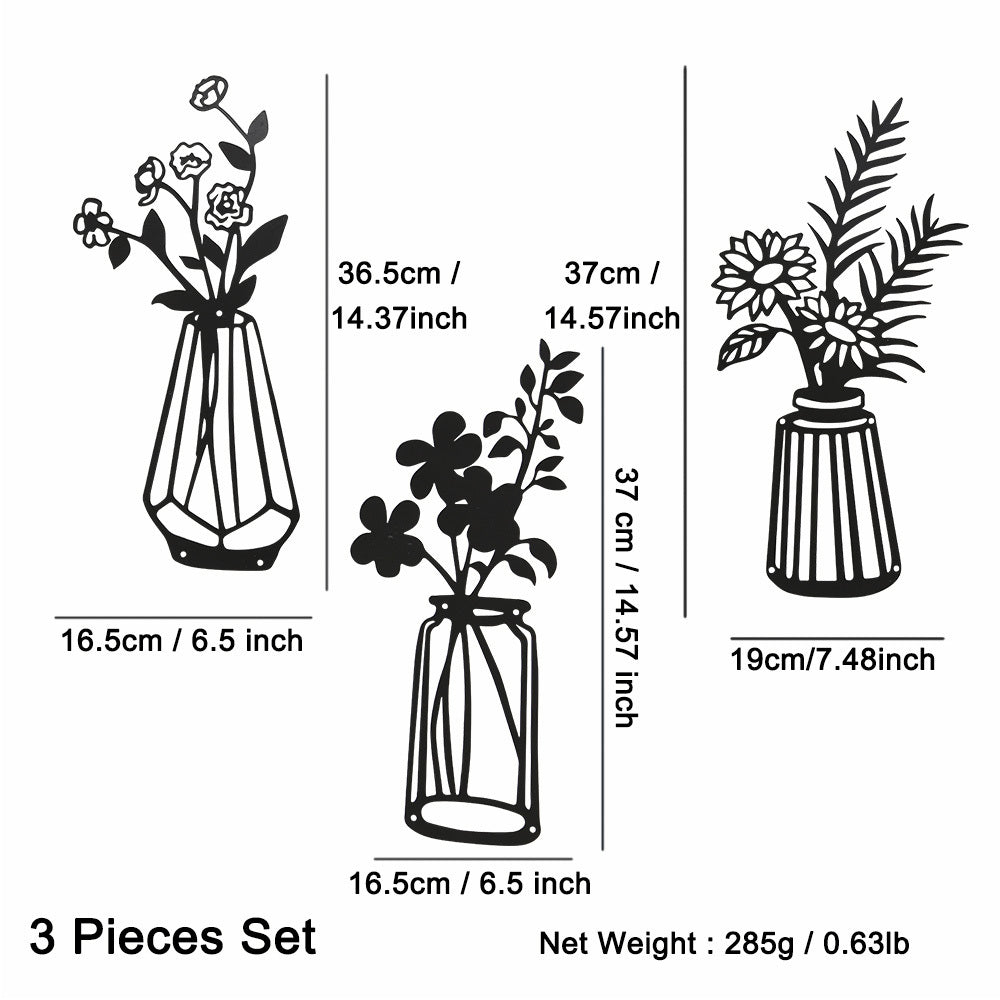 3PCs Vase Wall Decoration Minimalist Art Sculpture